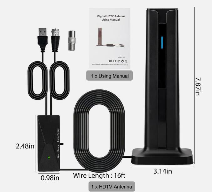 Indoor Digital TV Antenna with Long Range HD Reception