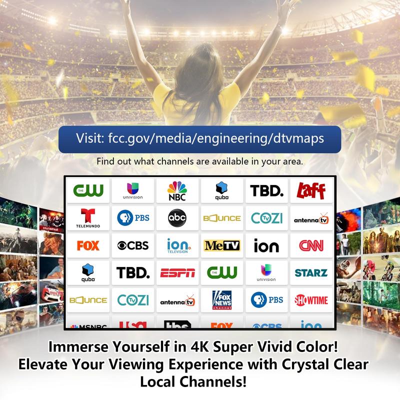 Indoor Digital TV Antenna with Long Range HD Reception