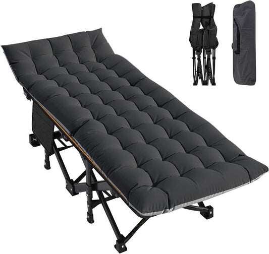 Folding Camping Cot with Mattress and Carry Bag
