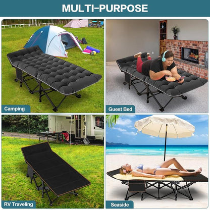 Folding Camping Cot with Mattress and Carry Bag