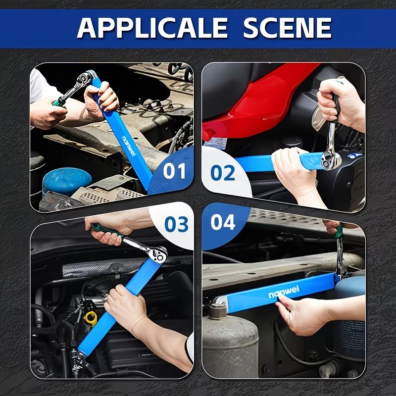 Universal Wrench Extension Set for Tight Spaces