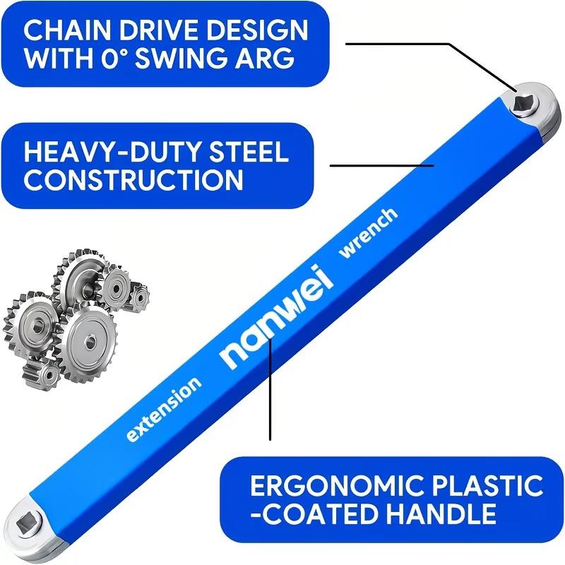Universal Wrench Extension Set for Tight Spaces